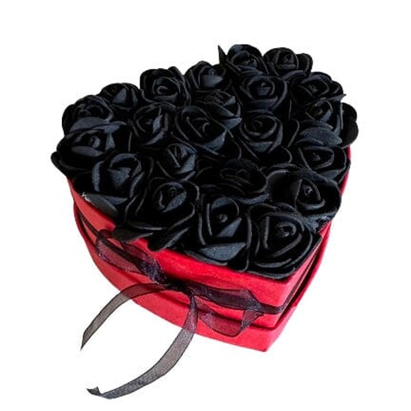Foam Rose Medium Heart Box