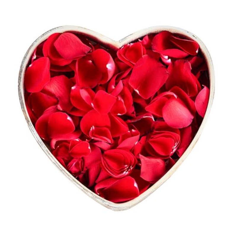 Rose Petals in a Heart Box