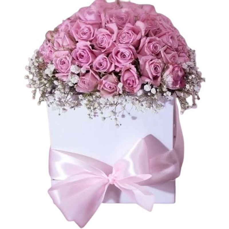 Spray Roses with Gypsophila Box