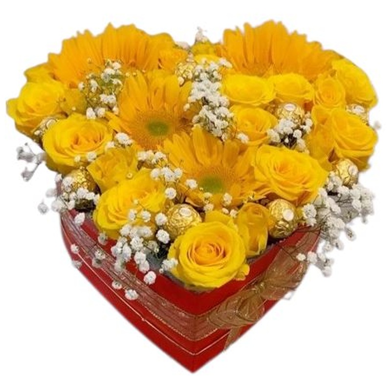 Box of Yellow Blooms and Chocolate