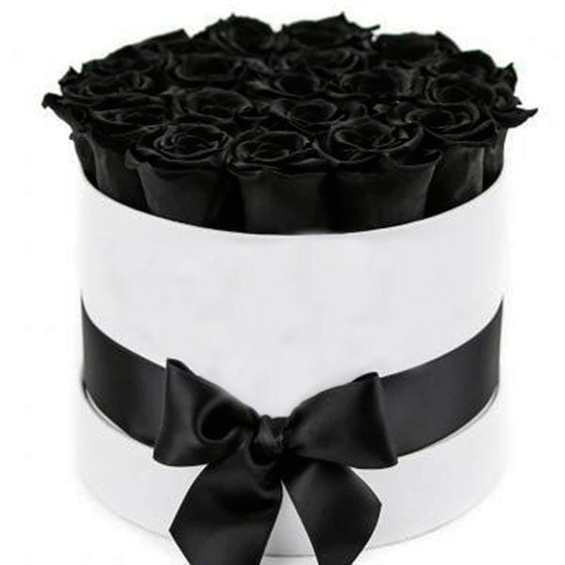 Forever Black Roses Box - Rose Head  5cm.
