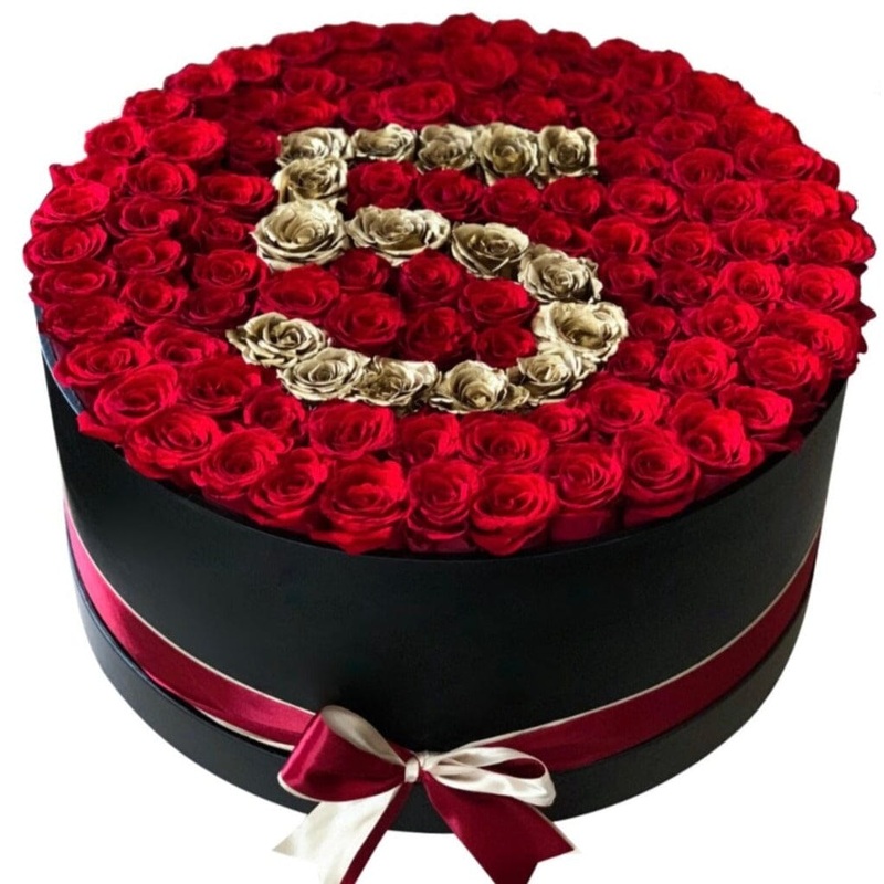 Gold and Red Roses Box with Numbers