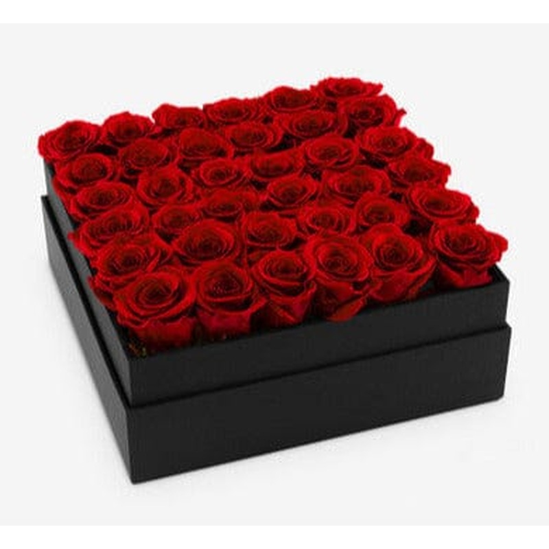 Classic Preserved Roses Square Box - Rose Head  5cm