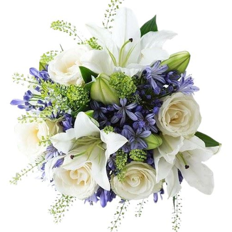 White Lily in Blue Bouquet