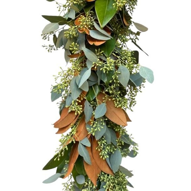 Magnolia Leaves and Populus Berries Rustic Garland
