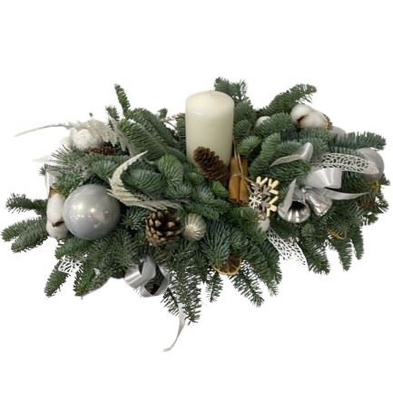 White and Silver Rustic Centerpiece