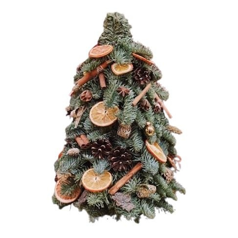 Rustic Charm Festive Tree Arrangement: Adorned with Natural Dried Decorations