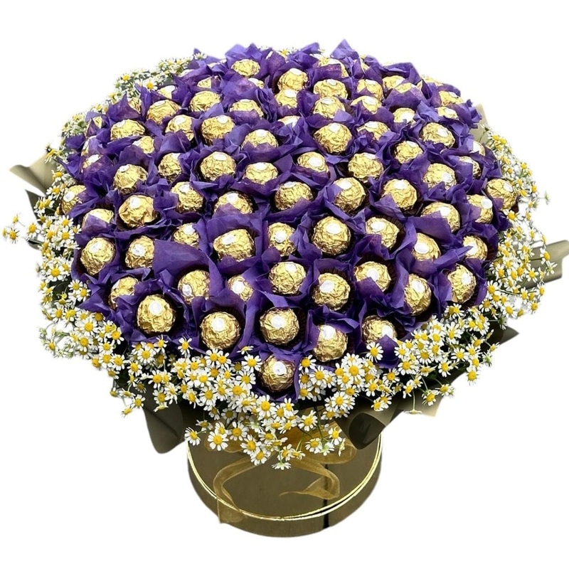 Luxe Chocolate Box in Purple with Tanacetum