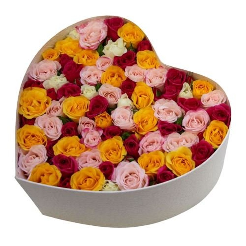 Vibrant Multicoloured Spray Roses Box