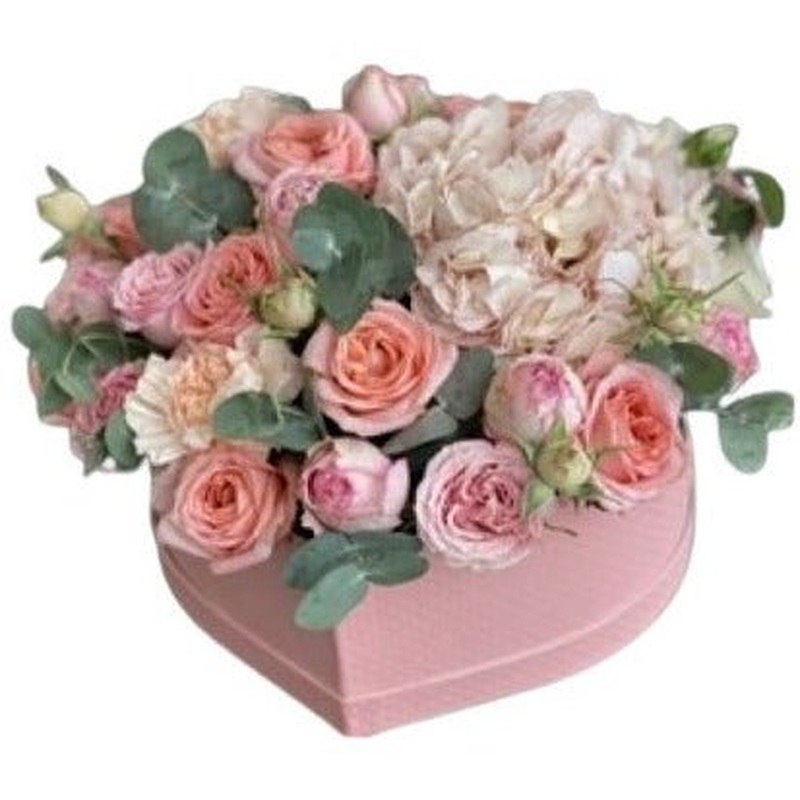 Amazing Pastel Box of Pink Spray Roses and Hydrangea