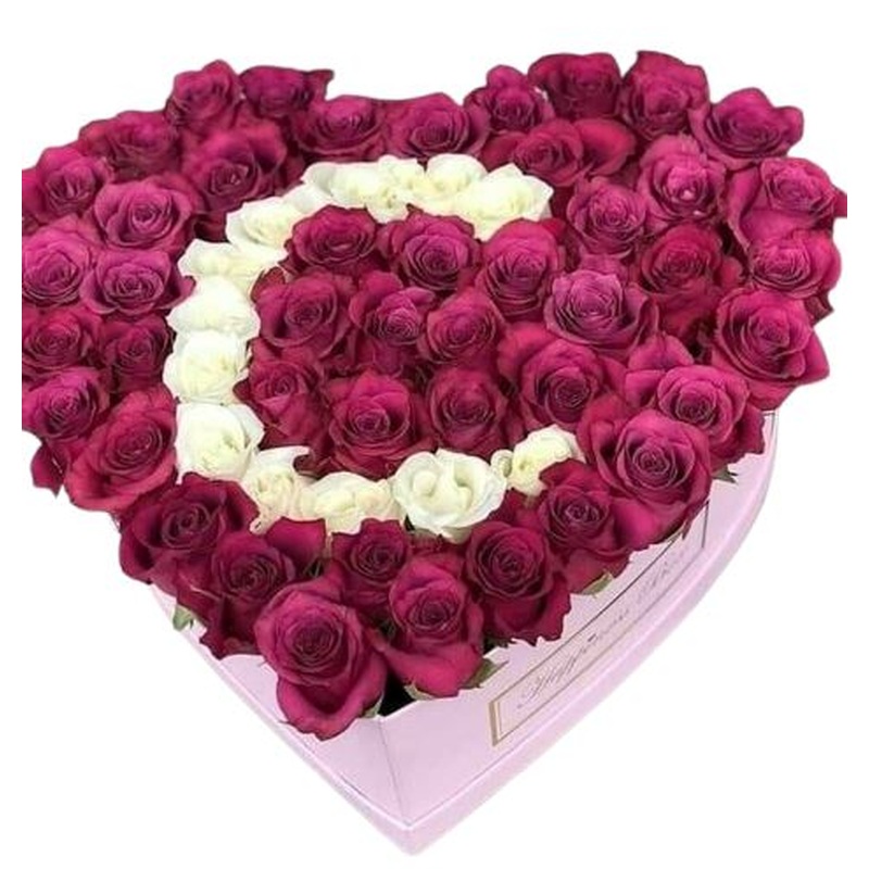 Deep Purple and White Roses Initial Flower Box