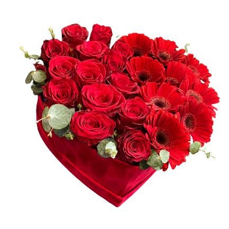 Lovely Red Roses and Gerberas Box
