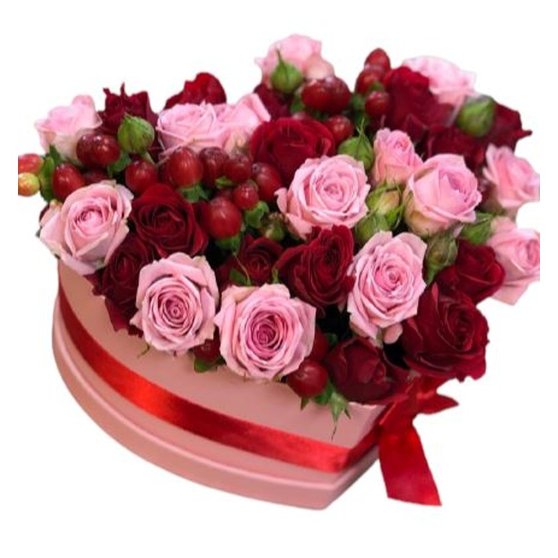 Wonderful Box of Red and Pink Spray Roses