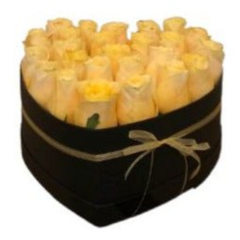 Yellow Roses Heart Box