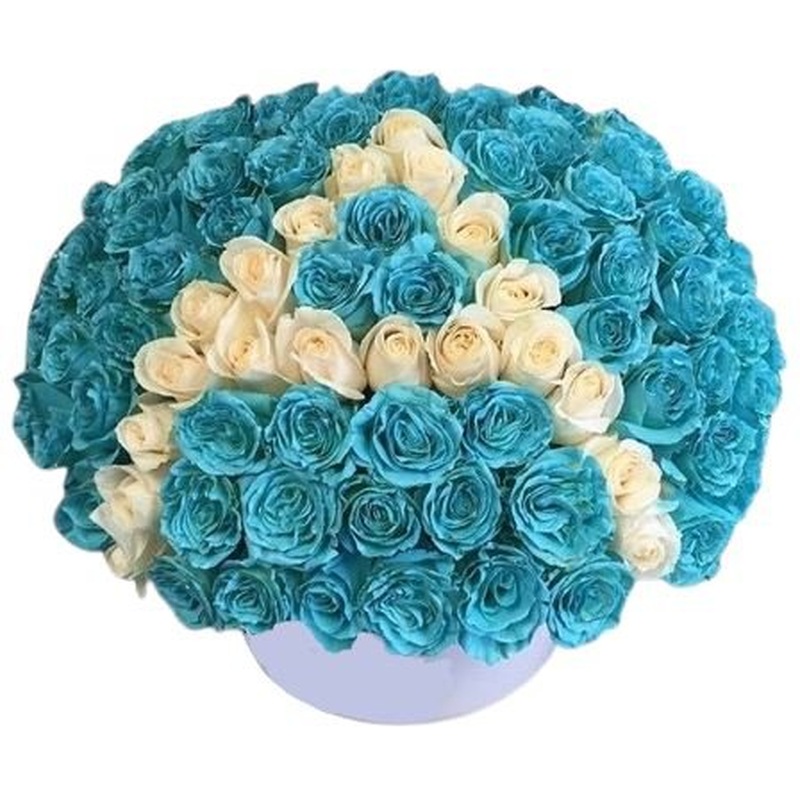 Initial Box of Luxury Light Blue and White Roses
