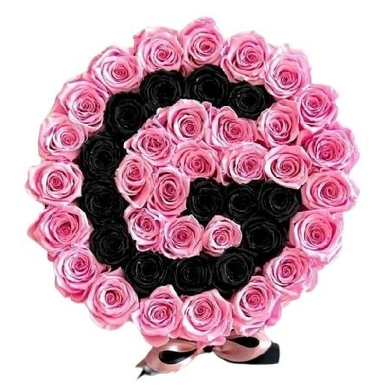Pink and Black Roses Luxury Initial Box