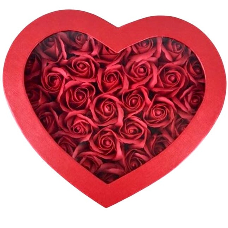 Red Heart Box with Red Scented Forever Roses