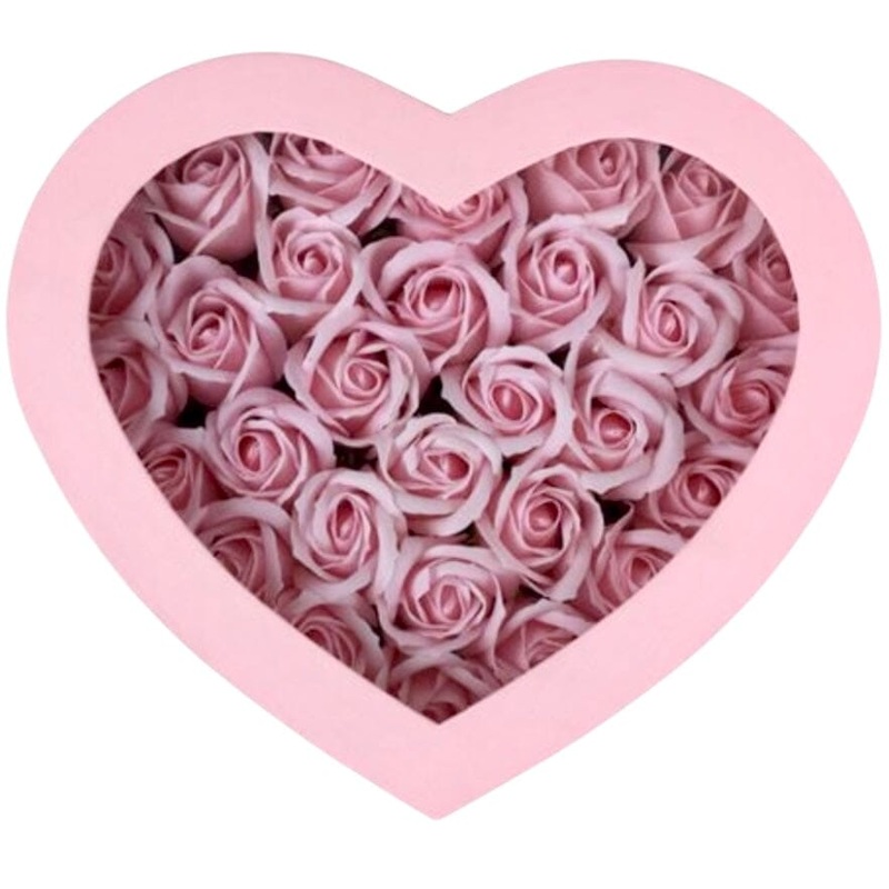 Pink Heart Box with Pink Scented Forever Roses