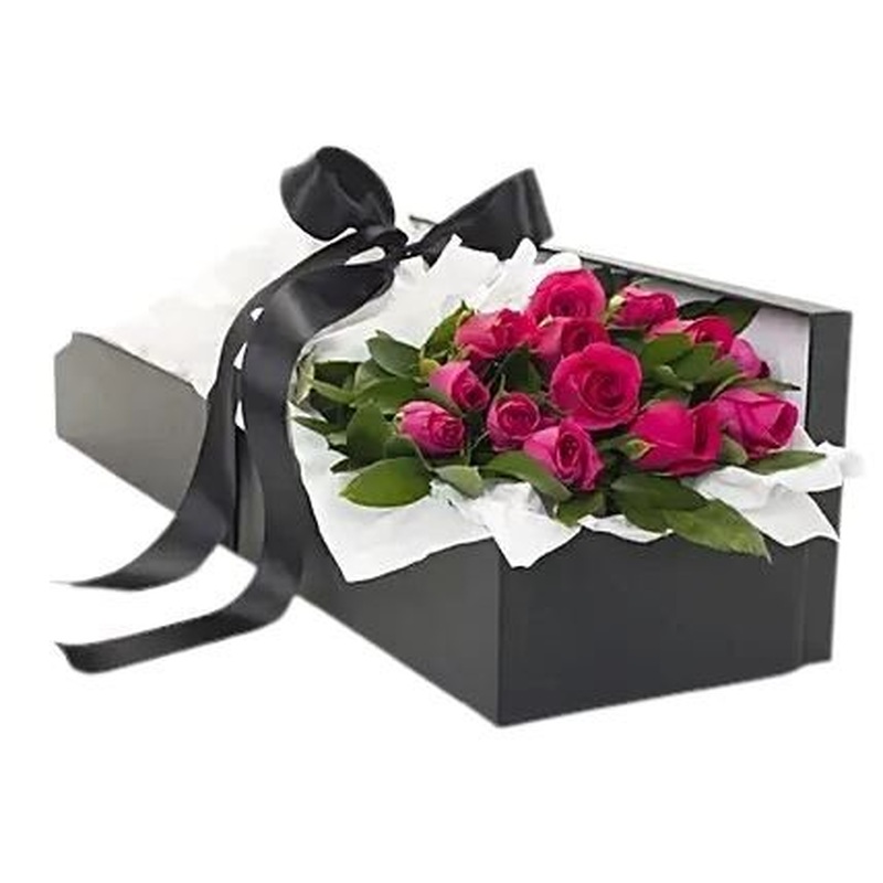 Dozen Cerise Roses Luxury Box