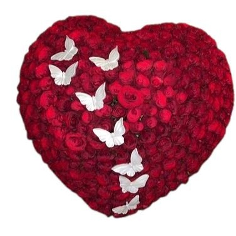 Rafined Red Roses Heart with Butterflies