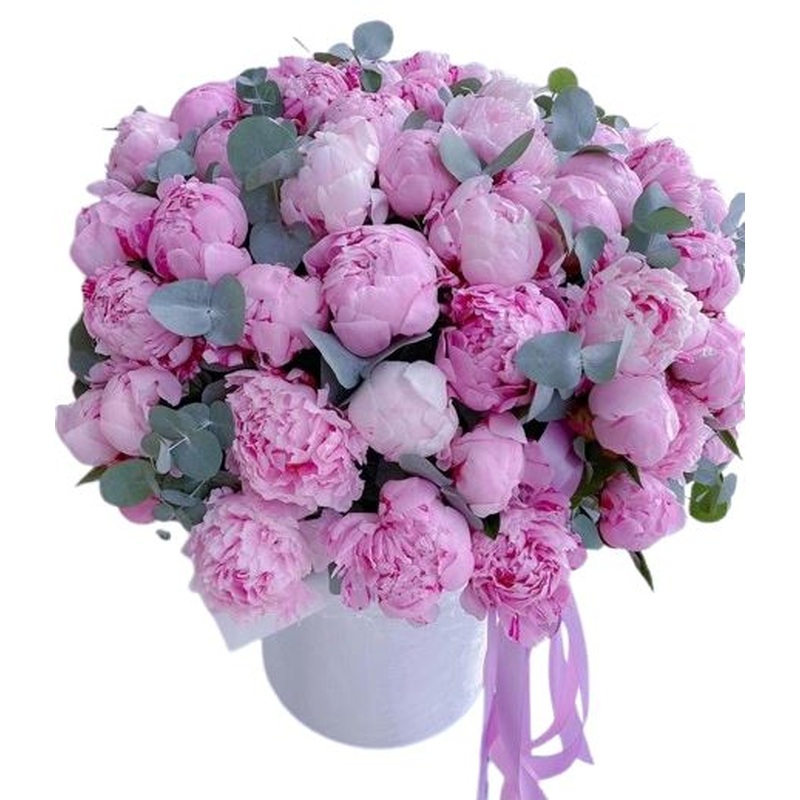 Wonderful Peonies Box with Eucalyptus