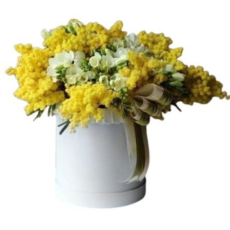 Scented Box of Mimosa and Freesias