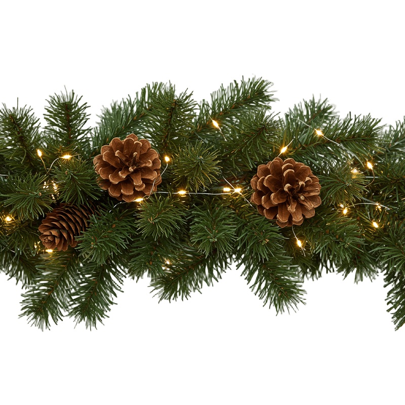 Classic Cones with Spruce and Lights Festive Garland