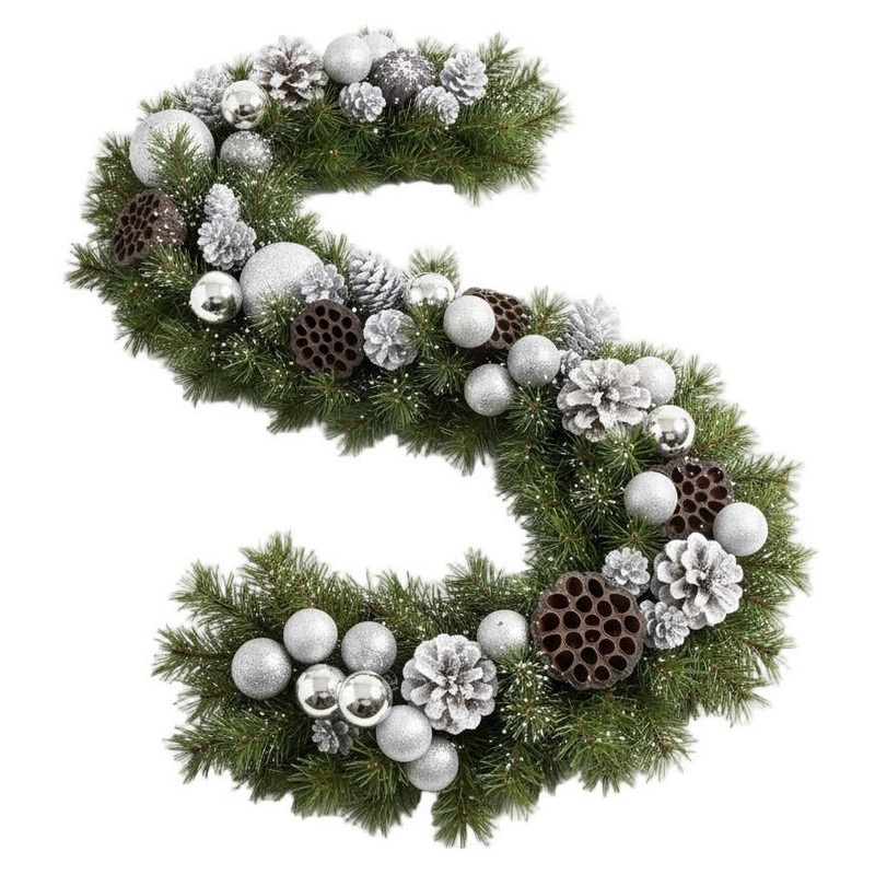 Frosted Forest Garland with Silver Baubles