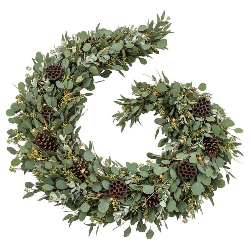 Nature Luxe Garland with Eucalyptus, Cones & Lotus