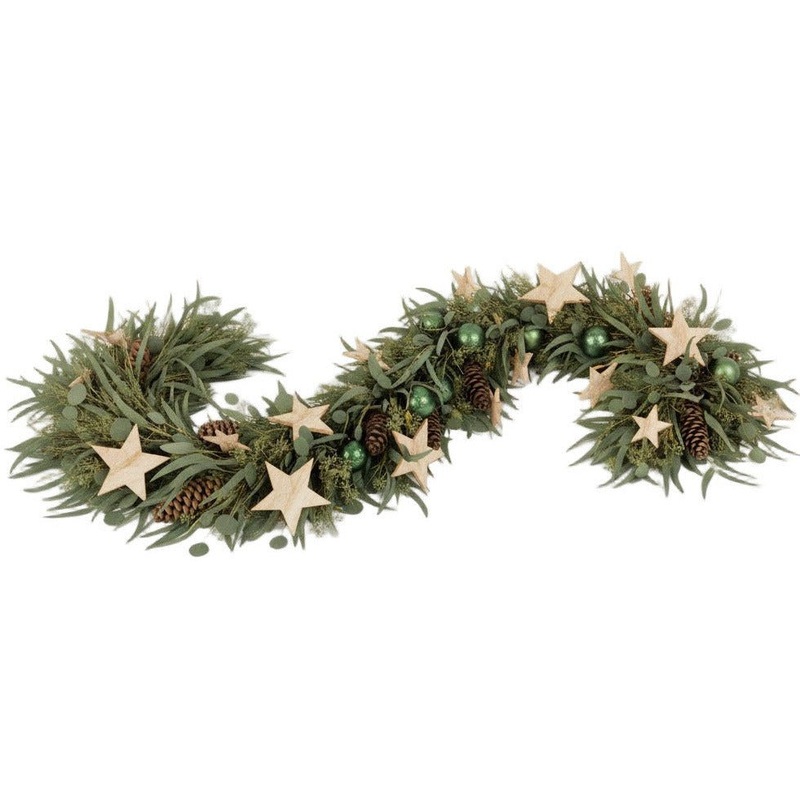 Stars and Green Baubles Eucalyptus Garland