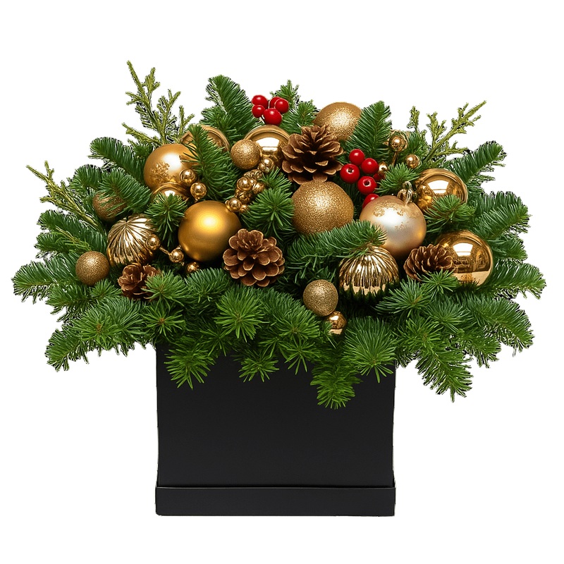 Distinctive Gold Baubles Xmas Box