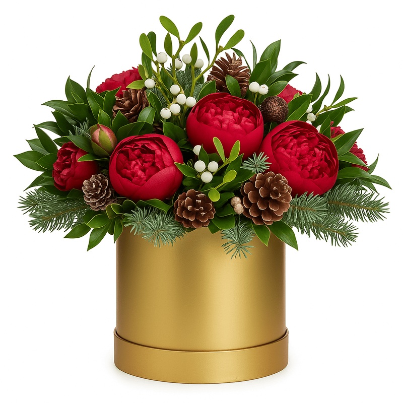 Luxury Red Charm Peonies Festive Box