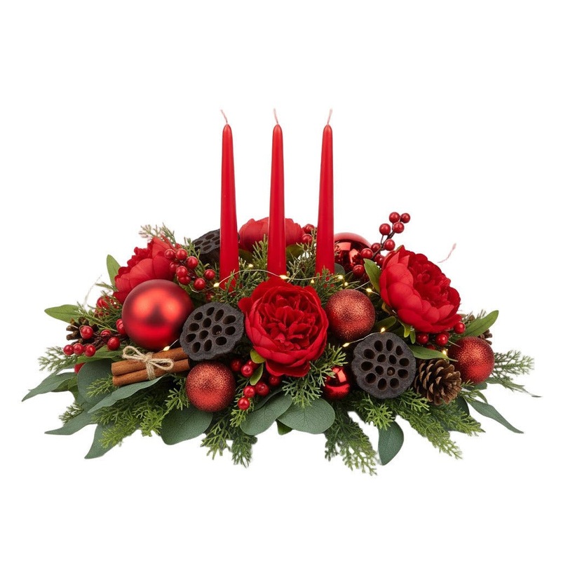 Luxury Red Peonies Christmas Centerpieces